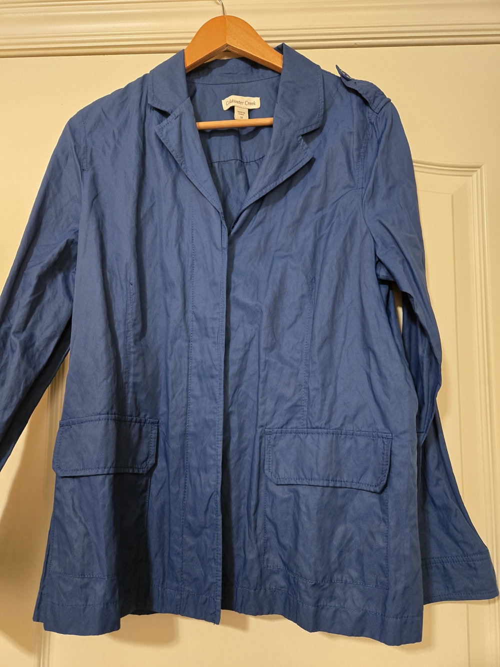 Vintage Coldwater Creek Steel Blue Lightweight Utility Trench Retro Stylish Fall